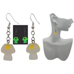 Glow in the Dark Mushroom Earrings Yellow – Rave Festival Gamer Style